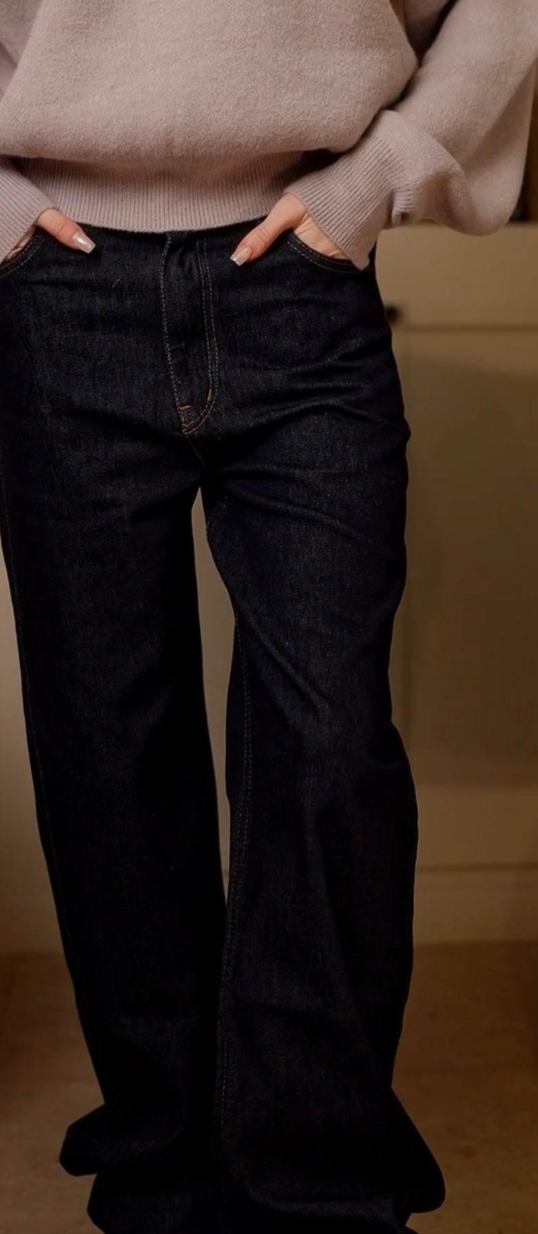 Raw High-Waist Straight Denim