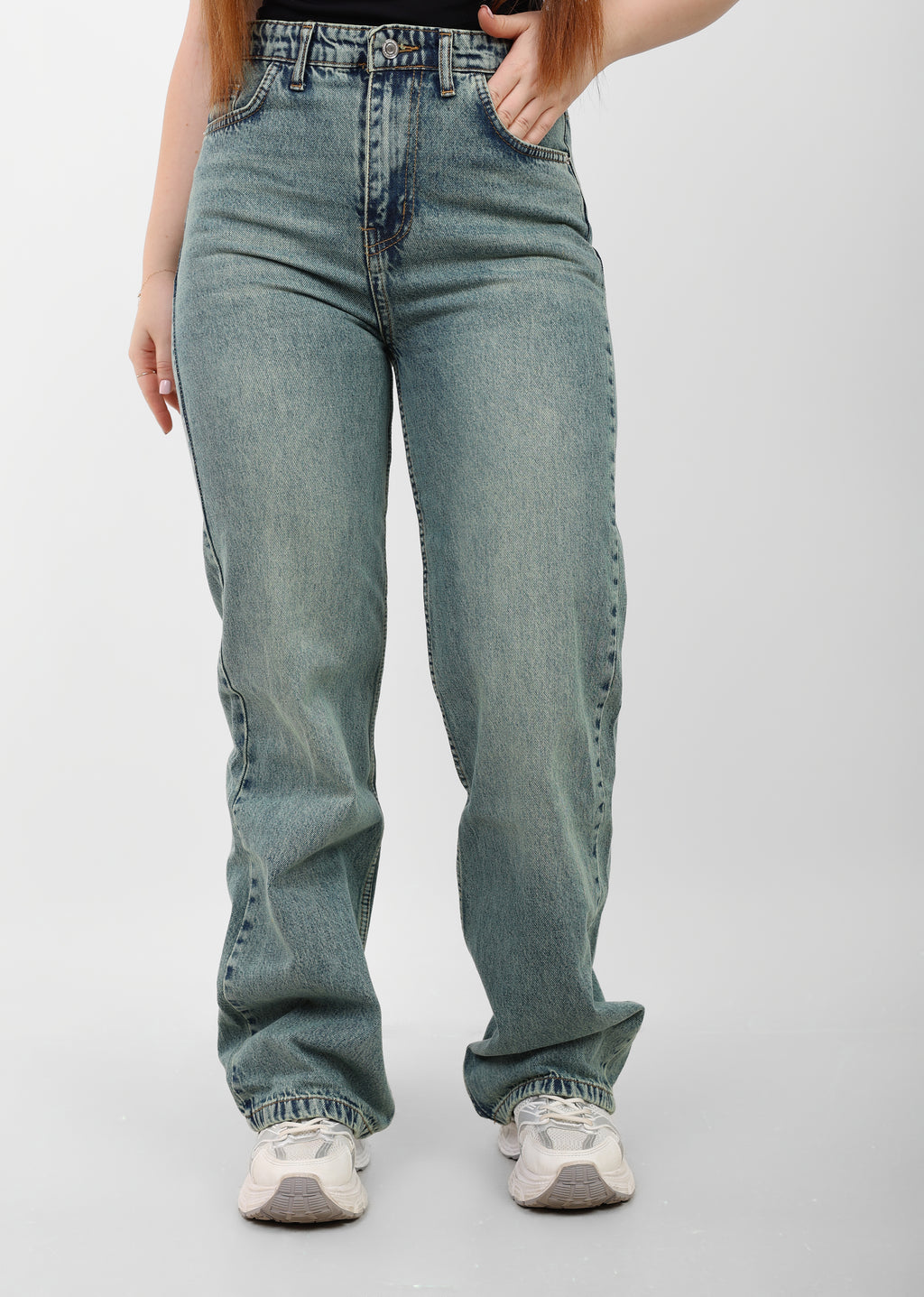 Warm Blue High-Waist Straight Leg Denim