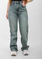 Warm Blue High-Waist Straight Leg Denim