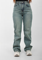 Warm Blue High-Waist Straight Leg Denim