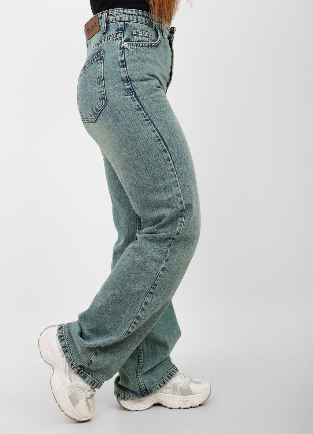 Warm Blue High-Waist Straight Leg Denim