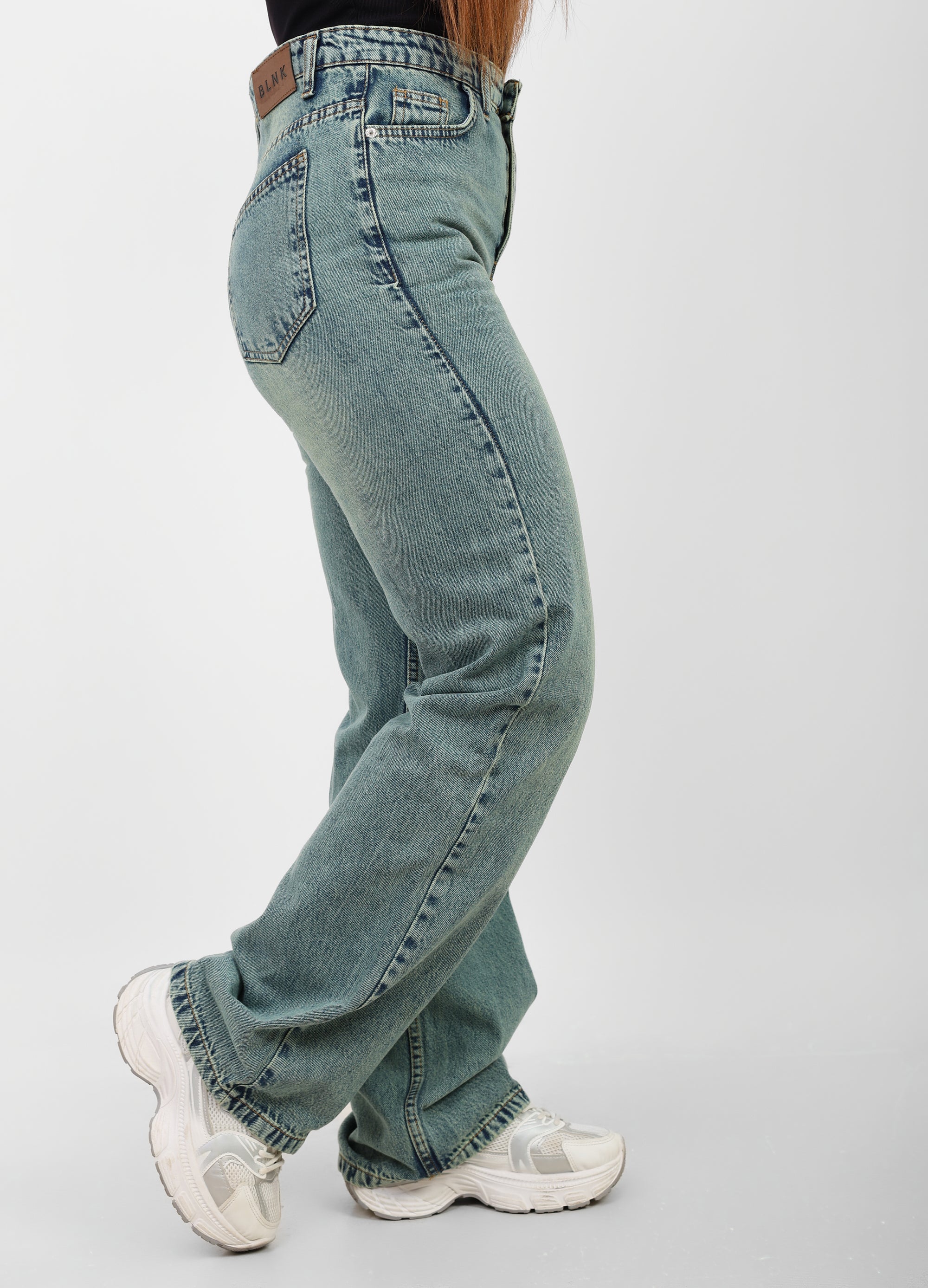 Warm Blue High-Waist Straight Leg Denim