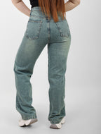 Warm Blue High-Waist Straight Leg Denim
