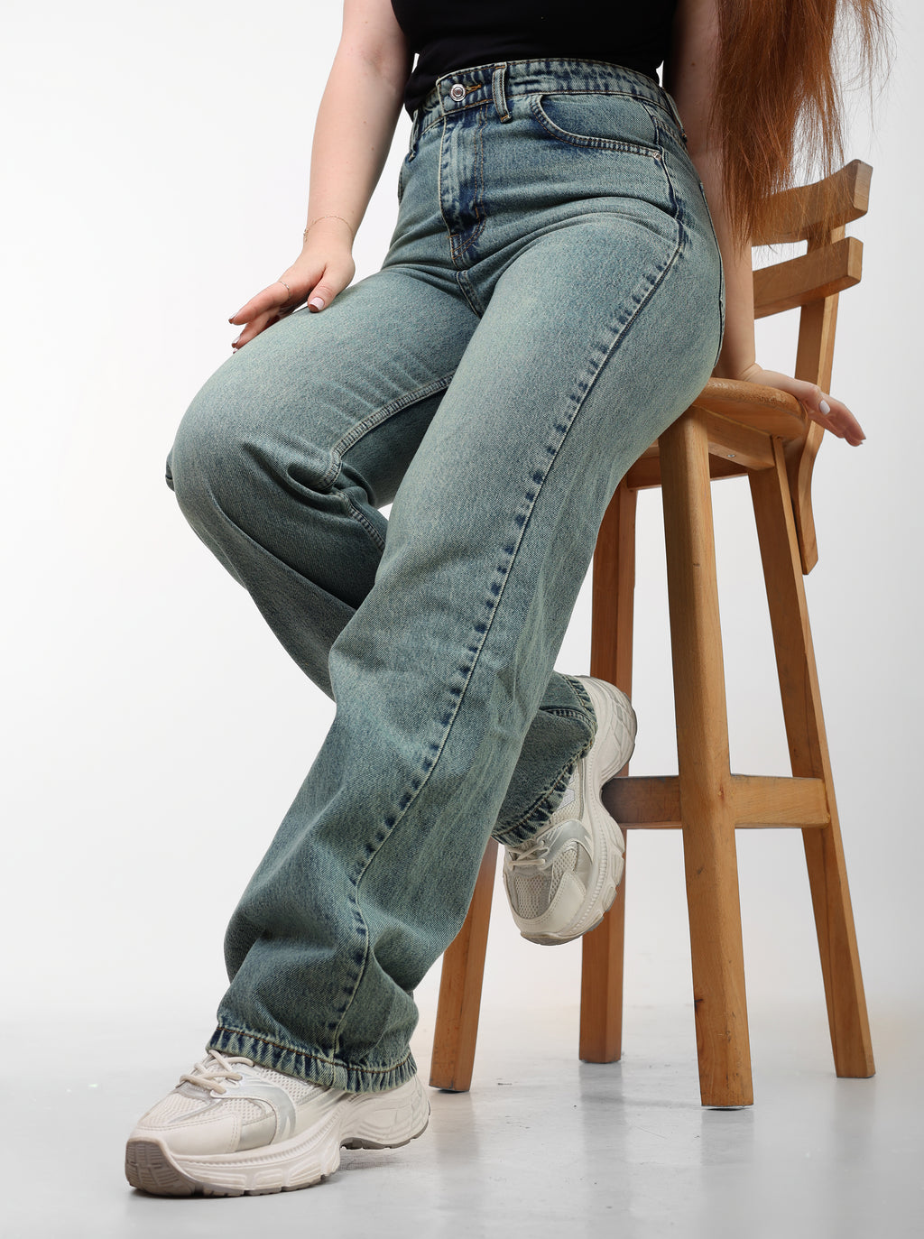 Warm Blue High-Waist Straight Leg Denim