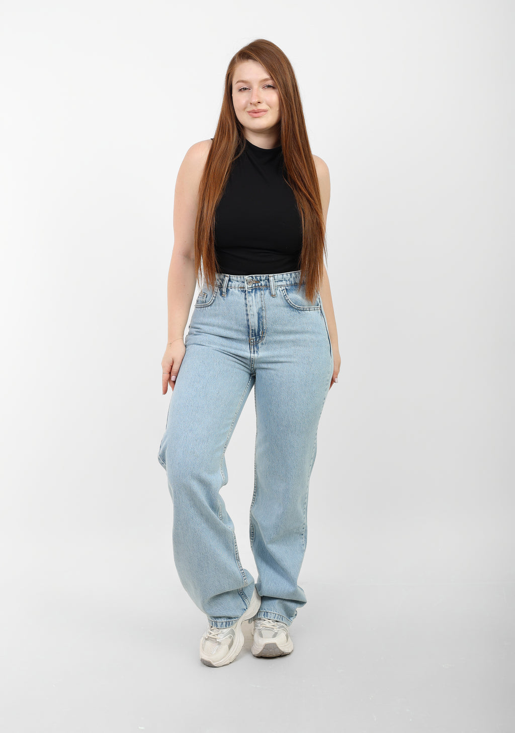 Ice Blue High-rise Straight Denim