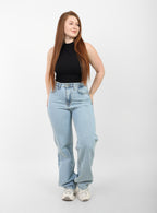 Ice Blue High-rise Straight Denim