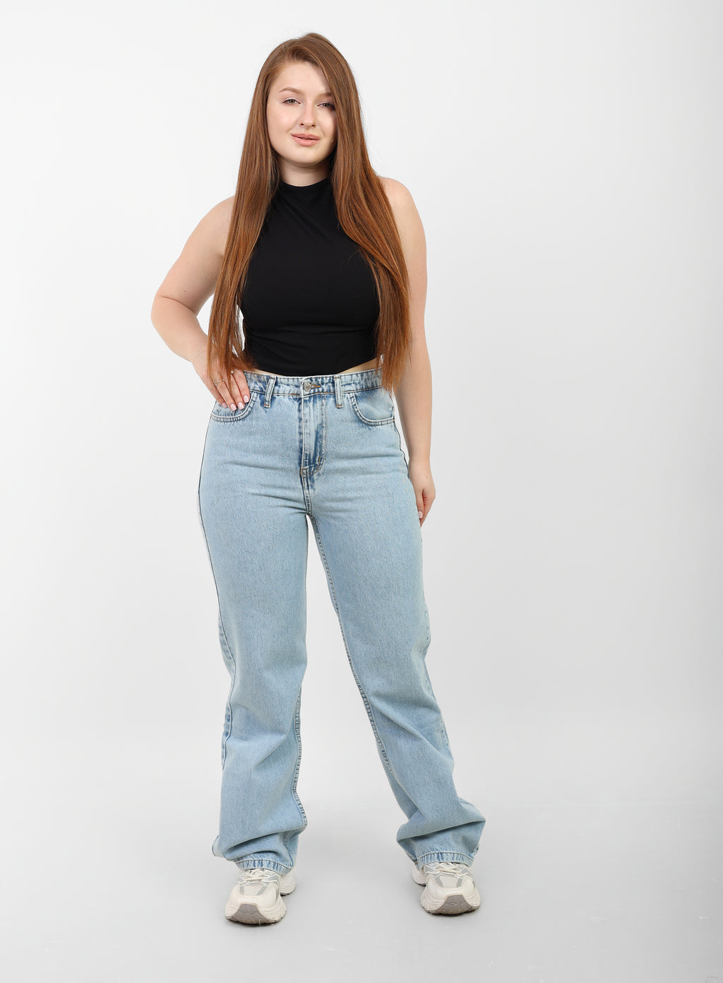 Ice Blue High-rise Straight Denim