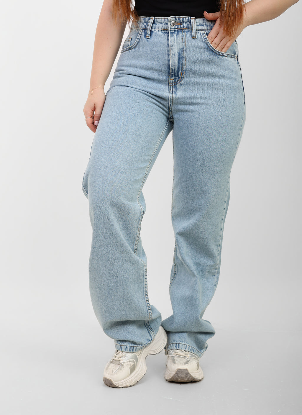 Ice Blue High-rise Straight Denim