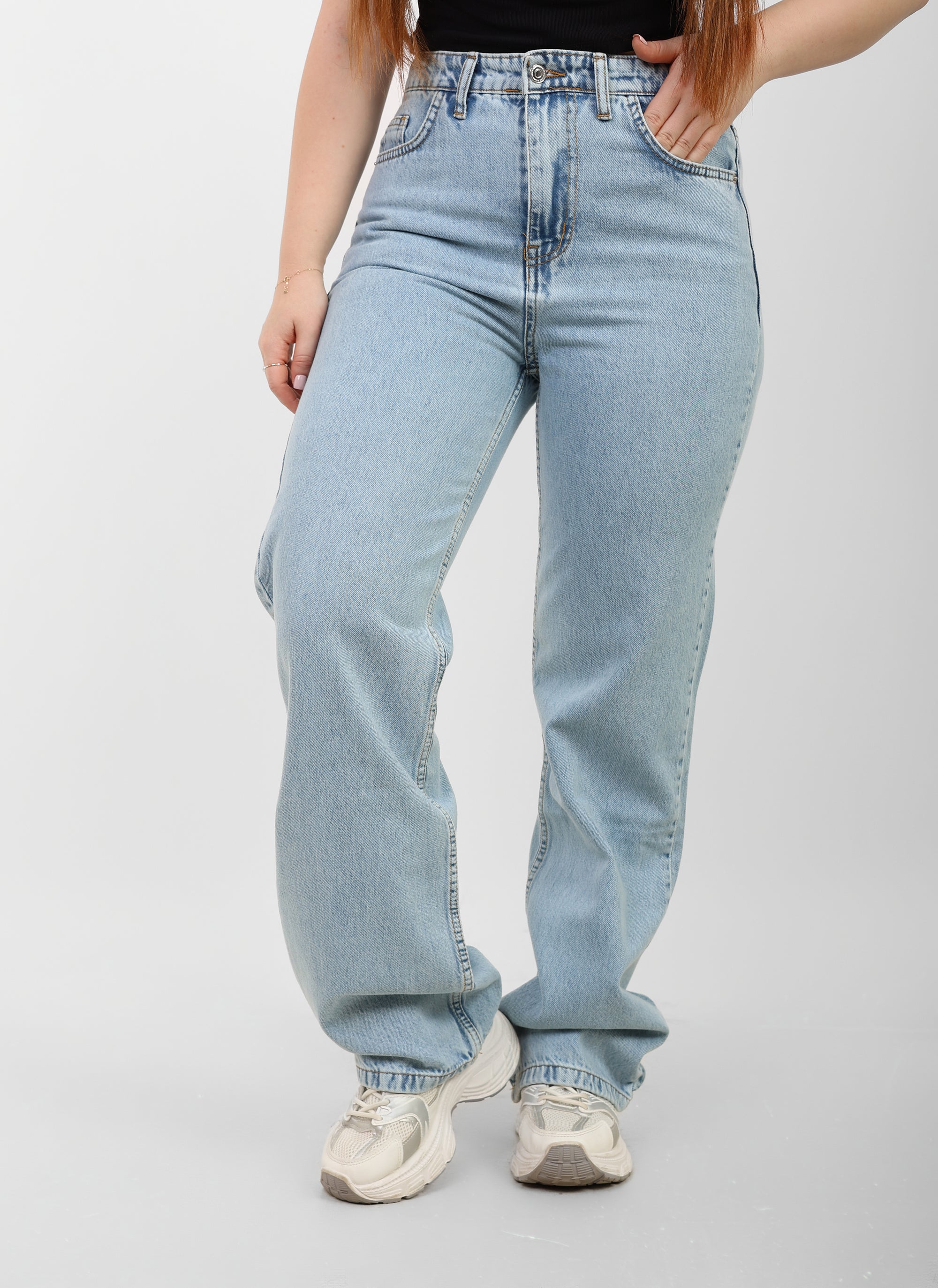 Ice Blue High-rise Straight Denim