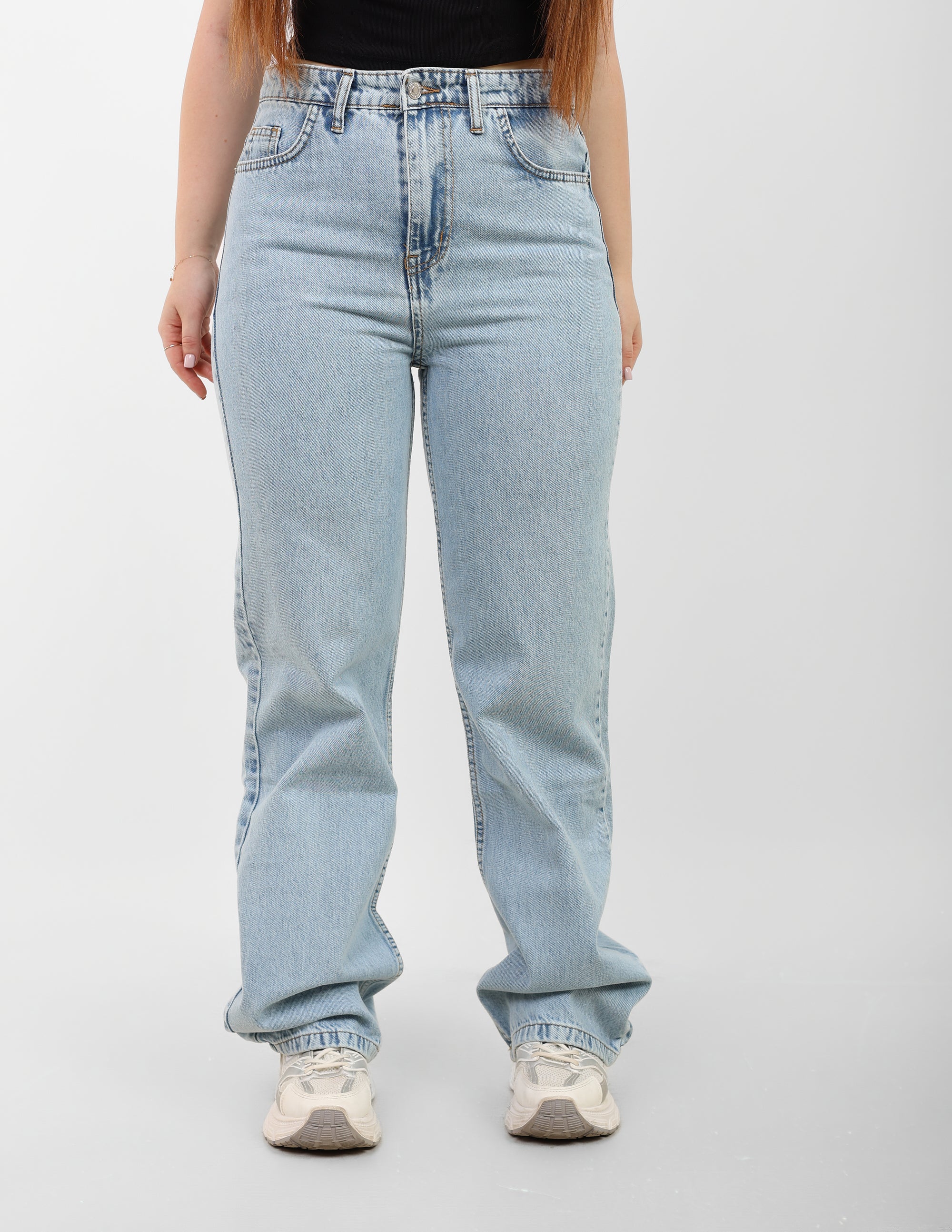 Ice Blue High-rise Straight Denim