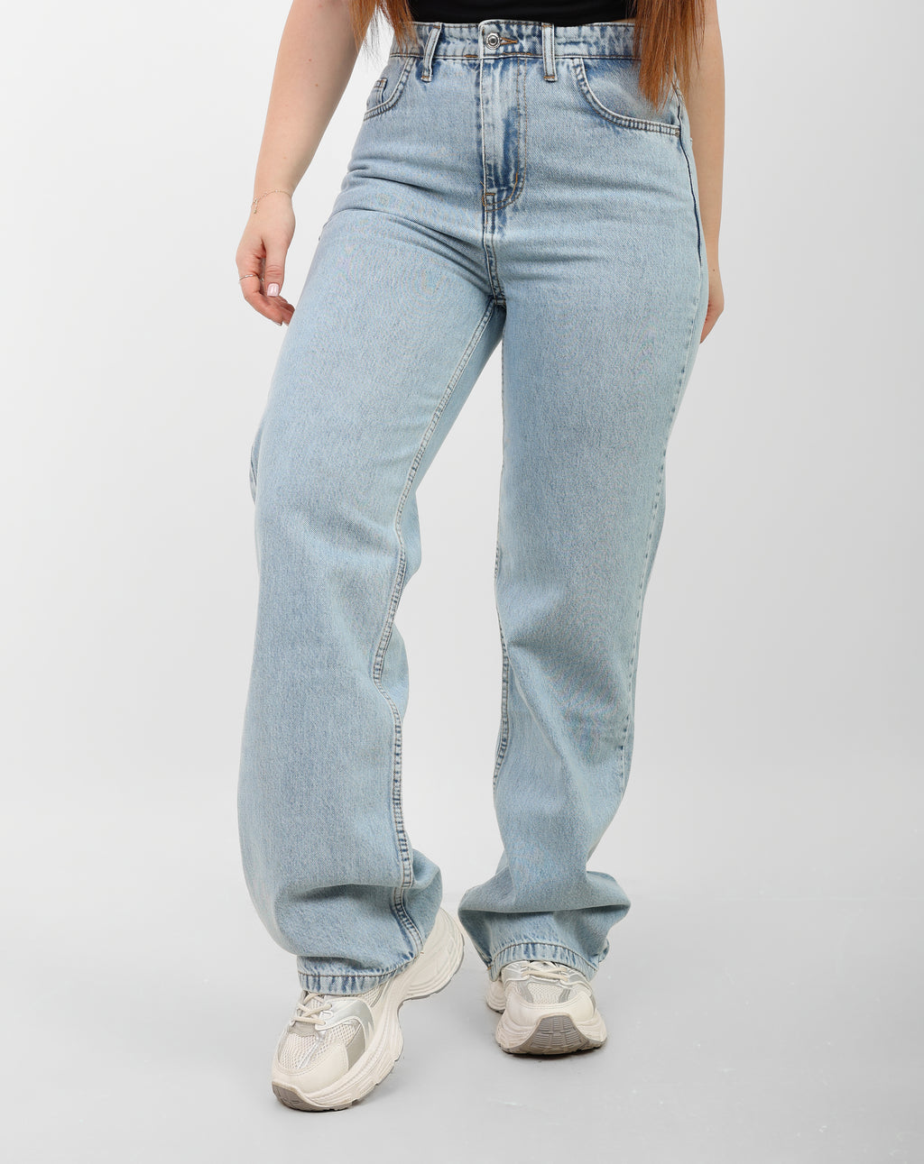 Ice Blue High-rise Straight Denim