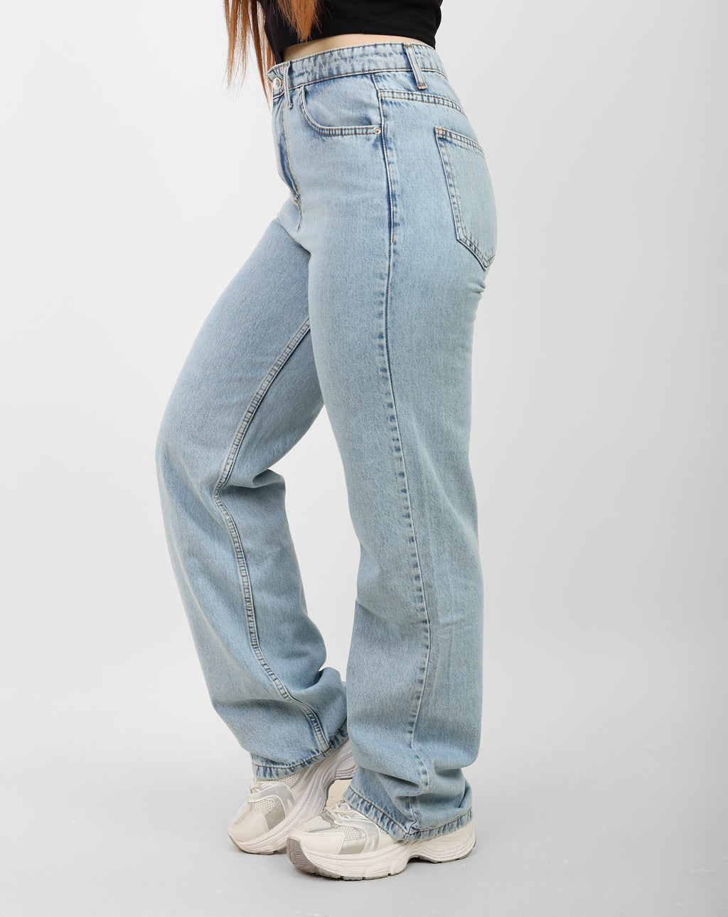 Ice Blue High-rise Straight Denim