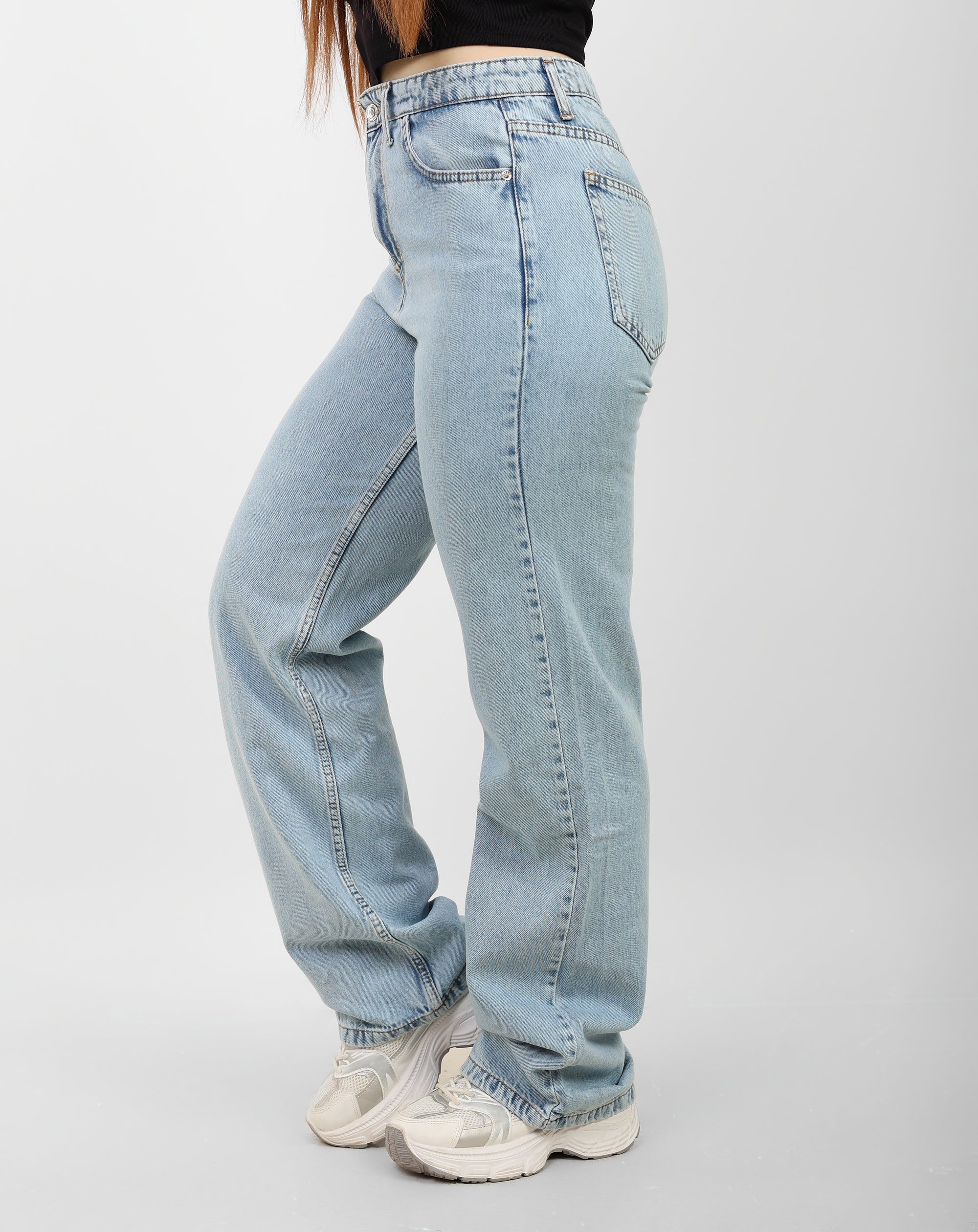 Ice Blue High-rise Straight Denim