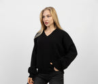 V-Neck Oversized Sweater - Black