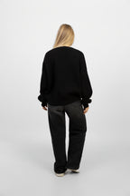 V-Neck Oversized Sweater - Black