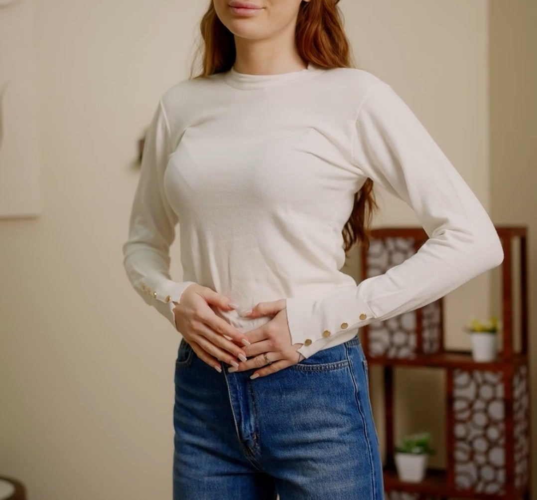 Crew neck knitted Top - Off-White