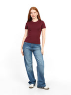 Basic Short Sleeve Top - Burgundy