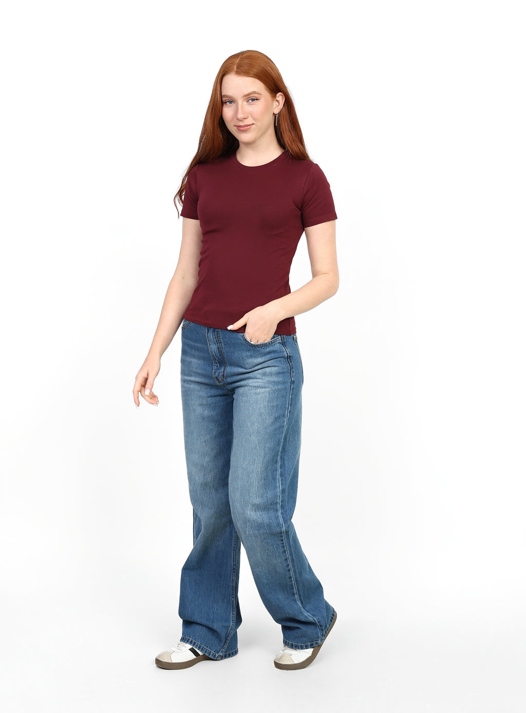 Basic Short Sleeve Top - Burgundy