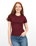 Basic Short Sleeve Top - Burgundy