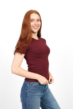 Basic Short Sleeve Top - Burgundy