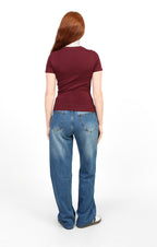 Basic Short Sleeve Top - Burgundy