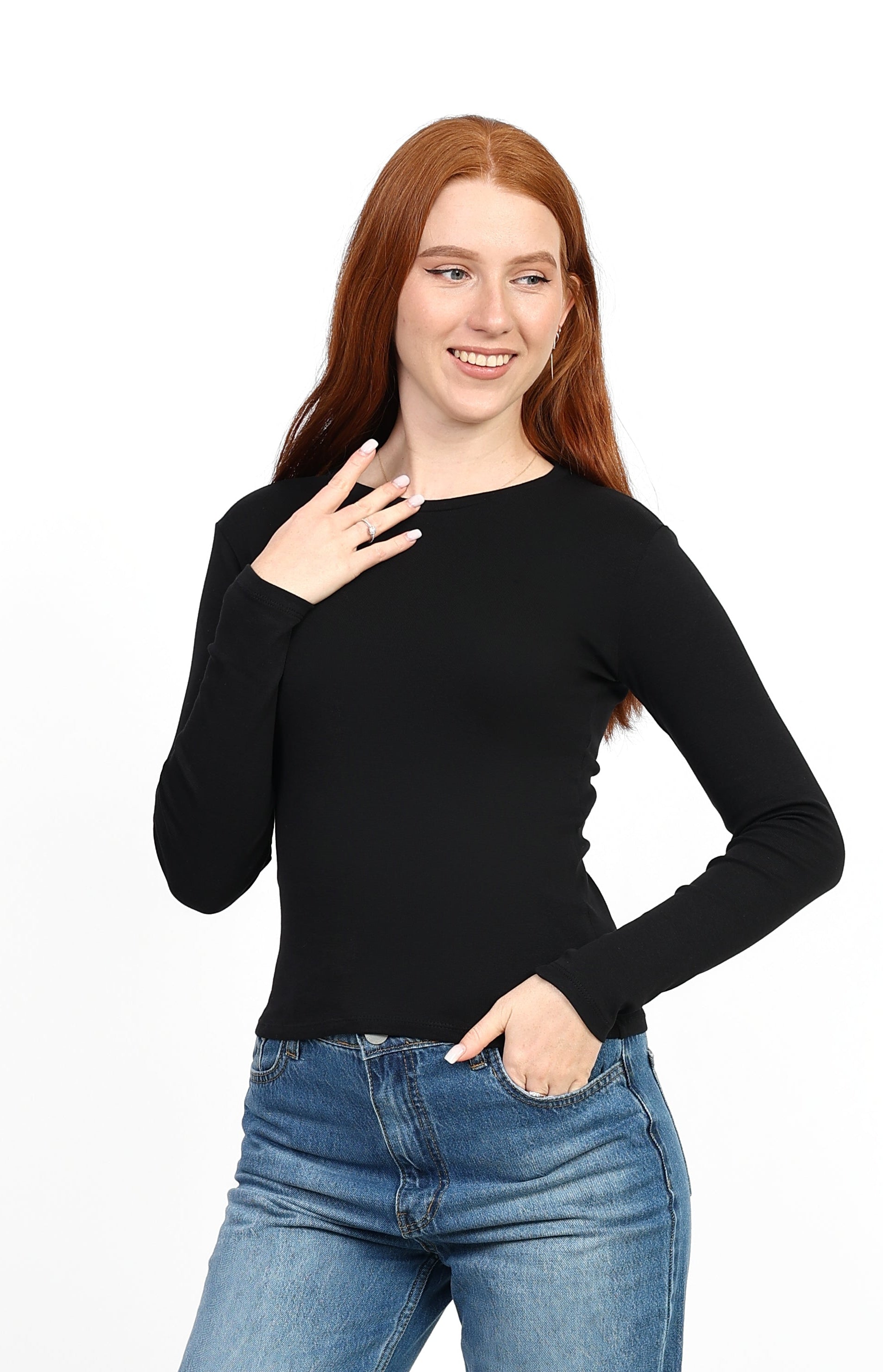 Basic Long Sleeve Top - Black