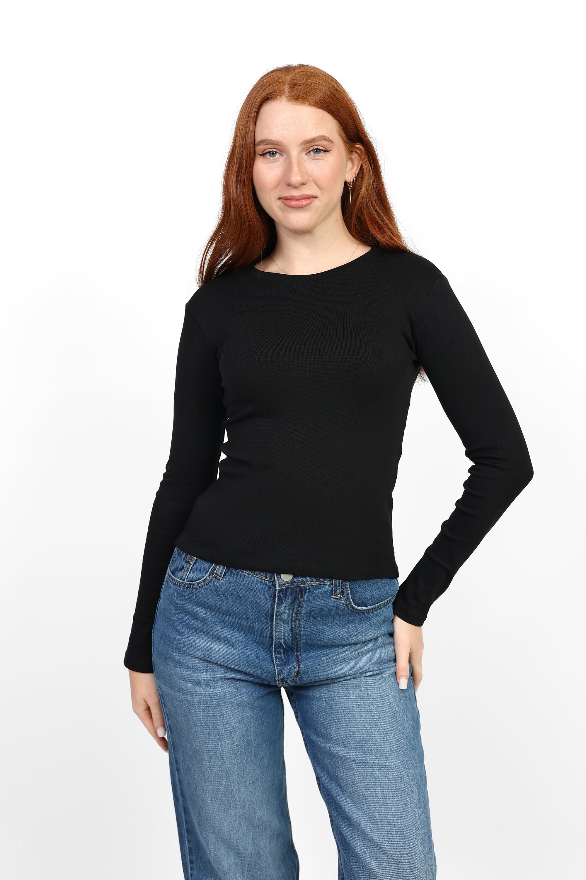 Basic Long Sleeve Top - Black