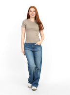 Basic Short Sleeve Top - Light Beige