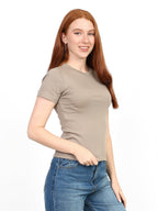 Basic Short Sleeve Top - Light Beige