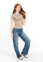 Basic Short Sleeve Top - Light Beige