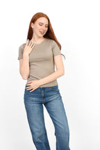 Basic Short Sleeve Top - Light Beige