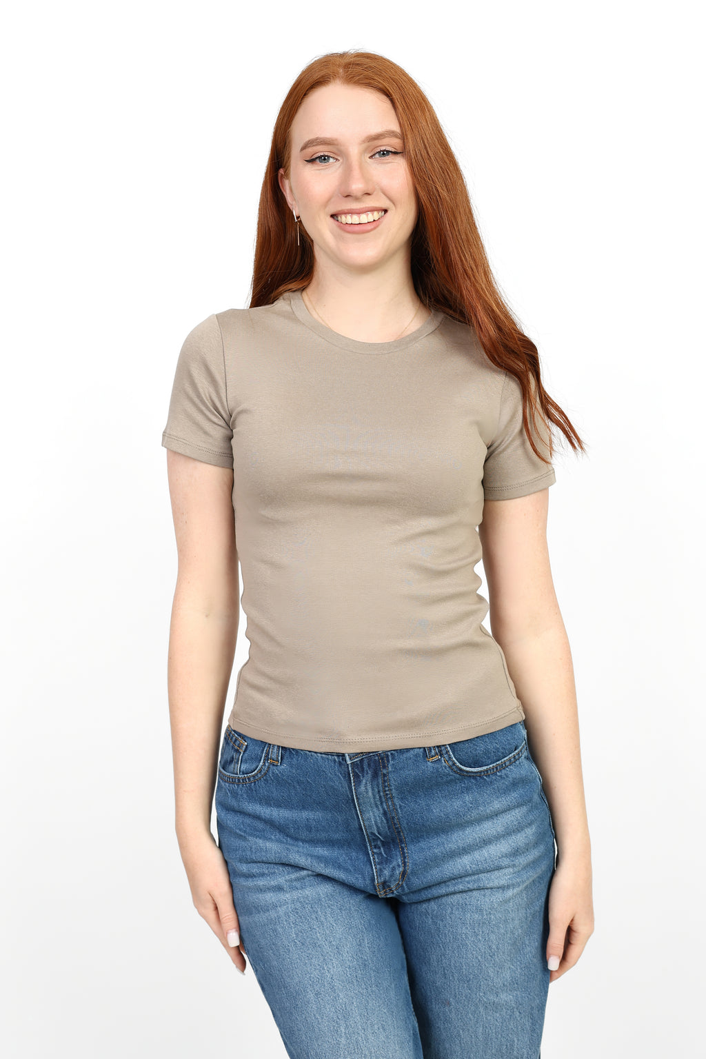 Basic Short Sleeve Top - Light Beige