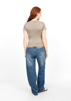 Basic Short Sleeve Top - Light Beige