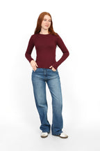 Basic Long Sleeve Top - Burgundy