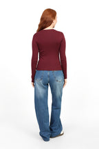 Basic Long Sleeve Top - Burgundy