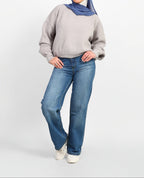 V-Neck Oversized Sweater - Grey