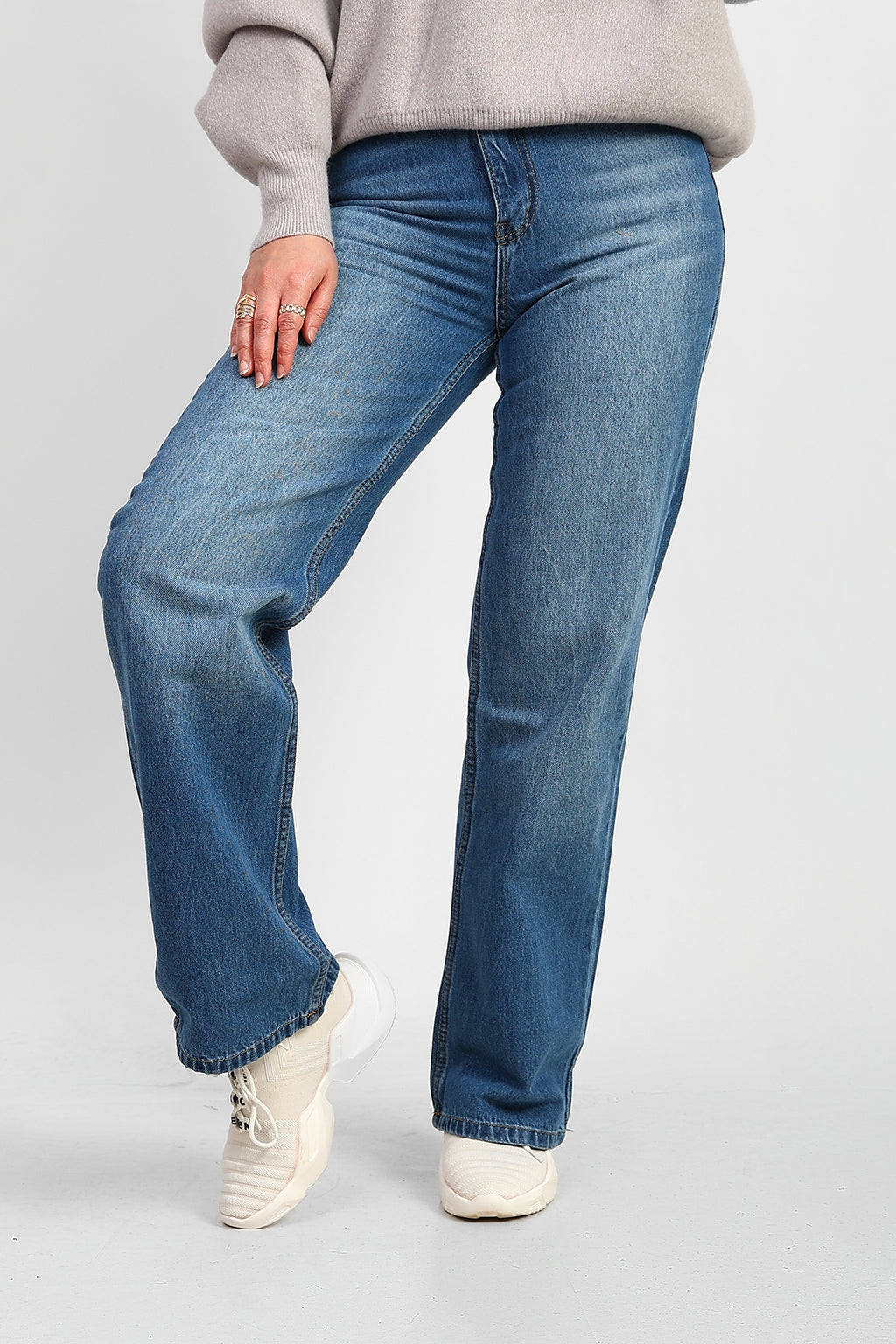 Ocean Blue High-Waist Straight Denim