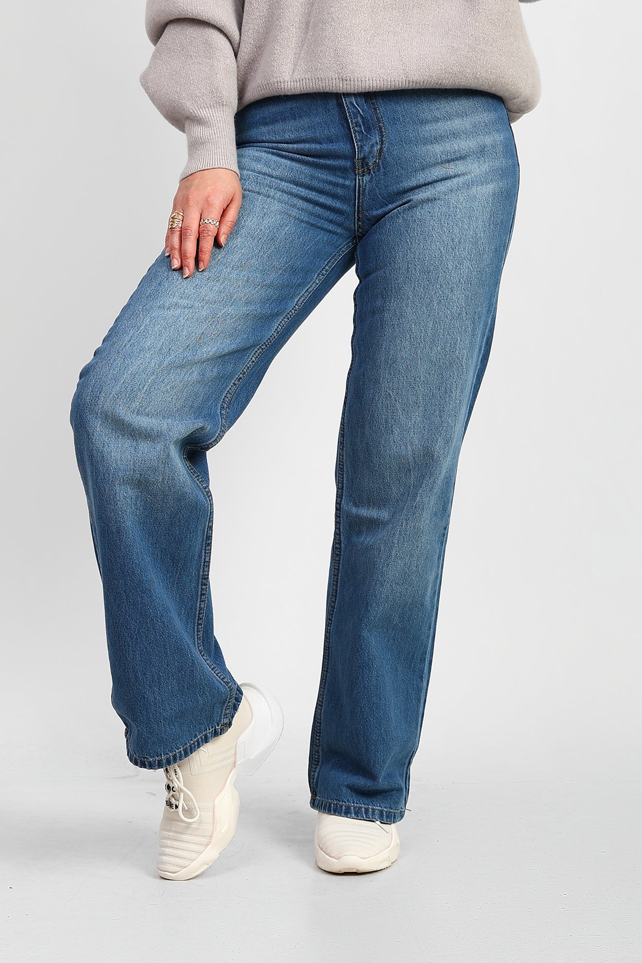 Ocean Blue High-Waist Straight Denim
