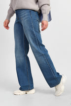 Ocean Blue High-Waist Straight Denim
