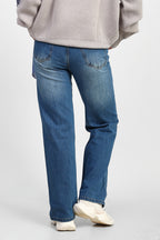 Ocean Blue High-Waist Straight Denim