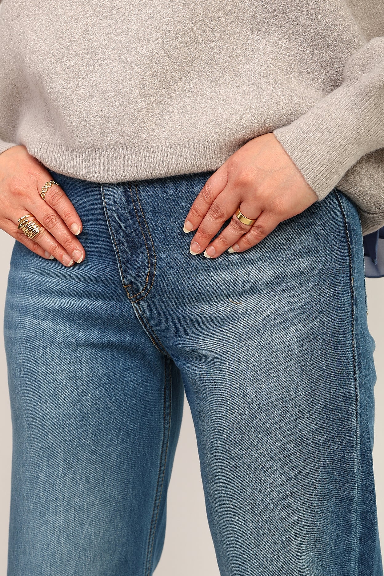 Ocean Blue High-Waist Straight Denim