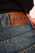 Blue Green High-Waist Straight Denim