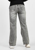 Grey High-Waist Straight Denim