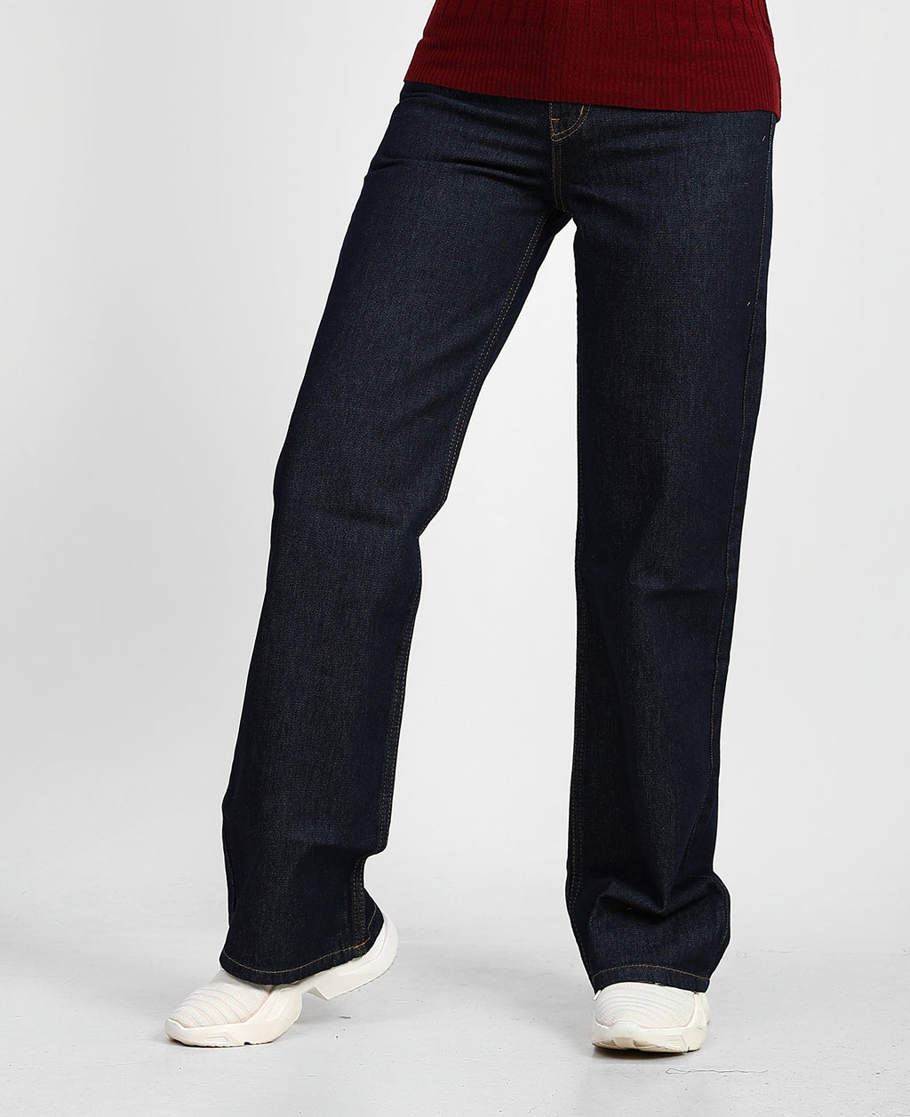 Raw High-Waist Straight Denim