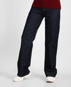 Raw High-Waist Straight Denim