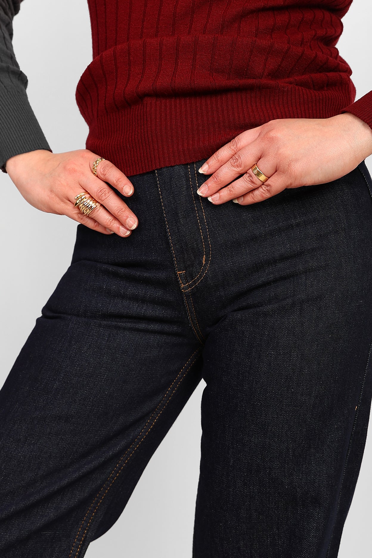 Raw High-Waist Straight Denim