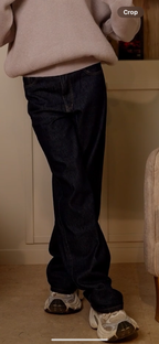 Raw High-Waist Straight Denim