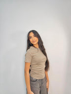 Basic Short Sleeve Top - Light Beige