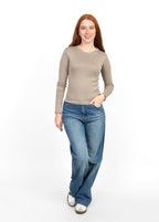 Basic Long Sleeve Top - Light Beige