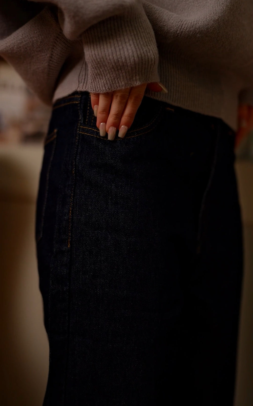 Raw High-Waist Straight Denim